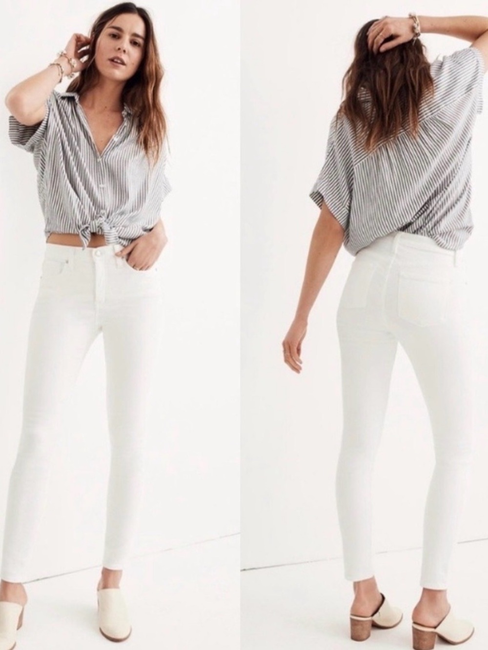 Madewell 9” mid rise skinny white jeans with frayed hem - size 27